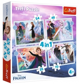 PUZZLE 4W1 KRAINA LODU MAGIA W LESIE 34398 TREFL