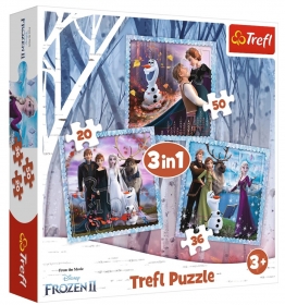 PUZZLE 3W1 KRAINA LODU MAGICZNA OPOWIE TREFL