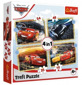 PUZZLE 4W1 CARS AUTA GOTOWI DO STARTU TREFL 34608