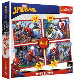 PUZZLE 4W1 BOHATERSKI SPIDER-MAN TREFL 34384