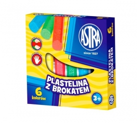 Plastelina Astra z brokatem 6 kolorw