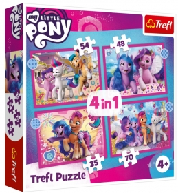 PUZZLE 4W1 KOLOROWE KUCYKI PONY 34375