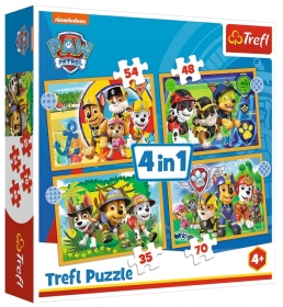 PUZZLE 4W1 WAKACYJNY PSI PATROL TREFL 34395