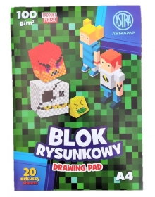 BLOK RYSUNKOWY A4 20 KARTEK MINECRAFT ASTRA